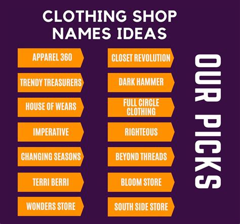 fake clothes store names - fancy clothing names.